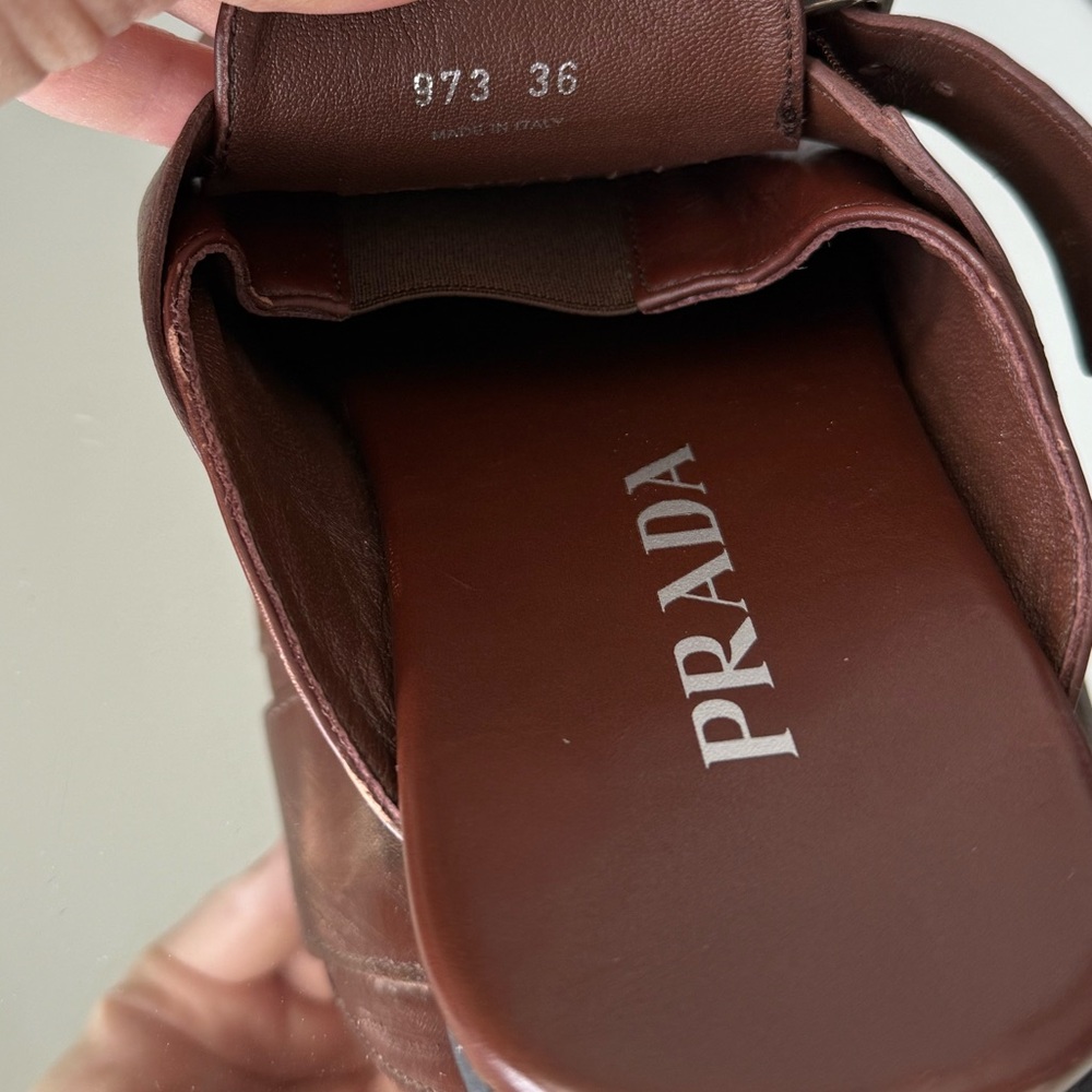 Like new PRADA Brown Leather Fringed Shuffle Mules $1,250 36 - Picture 16 of 16